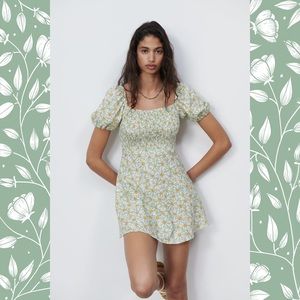 NWT Zara Daisy Linen Blend Dress, Sz L